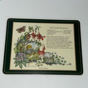 Old Irish Recipe Beef Casserole with Guiness Corkback Placemat Vintage Kitchen